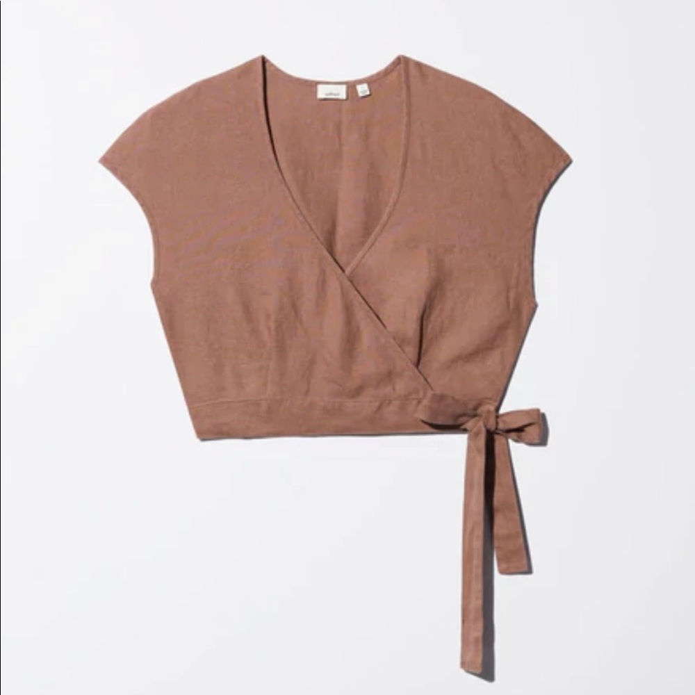 Aritzia Linen Tie Crop Top